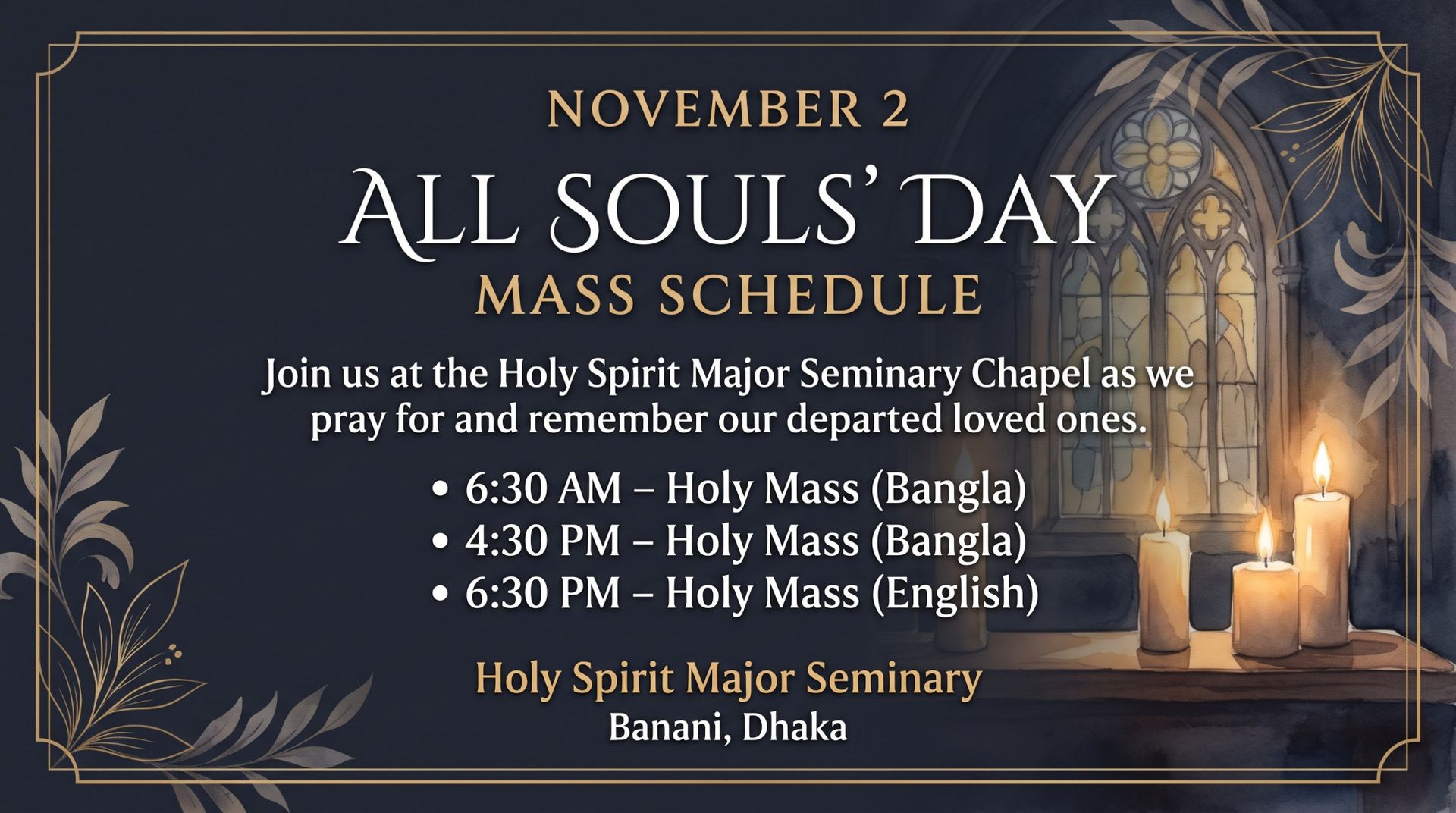 All Souls' Day Mass Schedule – November 2
